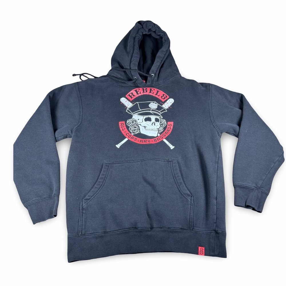Rebel 8 Mens Medium M Hoodie All Cops Are Bastards ACAB Skull Grunge Pullover